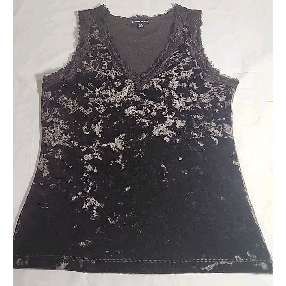 Carolyn Taylor Velvet‎ Lace Trim Brown Cami Sz M
